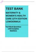Maternity & Women’s Health Care 12th Edition Lowdermilk Test Ban k Nursing Testbank