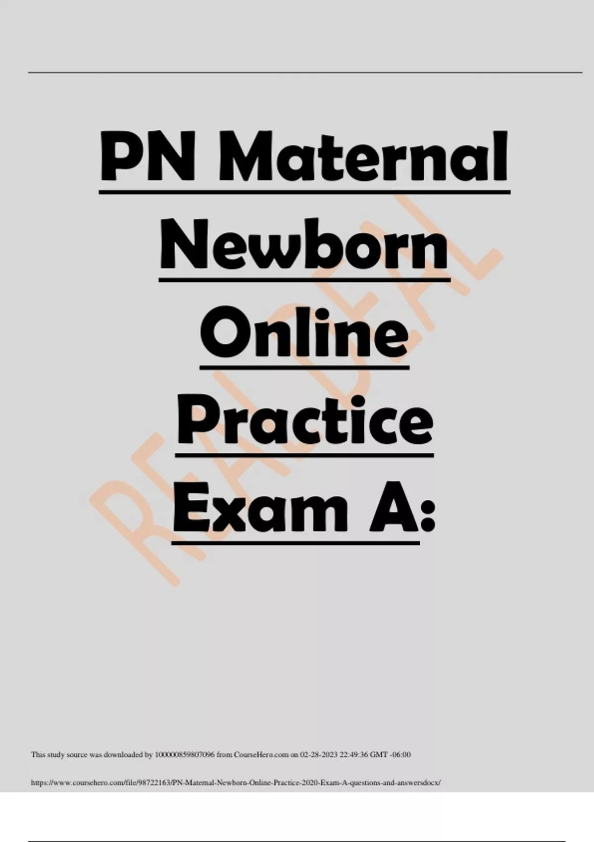 ATI PN Maternal Newborn Online Practice Exam 2023 - Ati PN Maternal -  Stuvia US