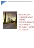 NURSING 104 FUNDAMENTALS HESI 65 QUESTIONS WITH ALL CORRECT ANSWERS 