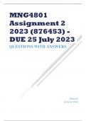 MNG4801 Assignment 2 2023 &lpar;876453&rpar; - DUE 25 July 2023