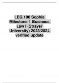 LEG 100 Sophia Milestone 1 Business Law I (Strayer University) 2023/2024 verified update 