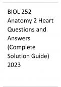 BIOL 252 Anatomy 2 Heart Questions and Answers &lpar;Complete Solution Guide&rpar; 2023