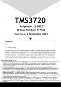 TMS3720 Assignment 12 (ANSWERS) 2023 - DISTINCTION GUARANTEED