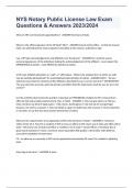 NYS Notary Public License Law Exam Questions & Answers 2023&sol;2024