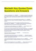Bundle For Macbeth Exam Questions with Correct Answers