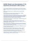 NASM&colon; Weight Loss Specialization &lpar;7-12&rpar; Questions and Answers 100&percnt; Correct