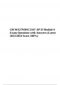 GB MA279/BSC2347 AP II Module 6 Final Exam | Questions with Answers Latest 2023/2024 | Graded A+