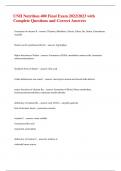 UNH Nutrition 400 Final Exam 2022&sol;2023 with Complete Questions and Correct Answers  