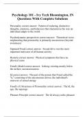 Psychology 101 - Ivy Tech Bloomington, IN Questions With Complete Solutions