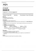 AQA A level DANCE MAY 2023 QUESTION PAPER&colon; Component 2 Critical engagement