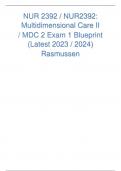 NUR 2392 / NUR2392: Multidimensional Care II / MDC 2 Exam 1 Blueprint (Latest 2023 / 2024) Rasmussen