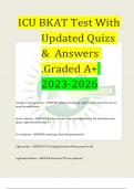 ICU BKAT Test With Updated Quizs &  Answers .Graded A+ 2023-2026