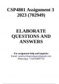 CSP4801 Assignment 3 2023 &lpar;702949&rpar; - DISTINCTION 