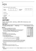 AQA GCSE HISTORY Paper 1 MAY 2023 FINAL QUESTION PAPER  Section A/B: Germany, 1890–1945: Democracy and dictatorship