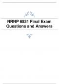NRNP 6531 Final Exam Questions and Answers