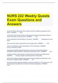 Bundle For Nur222 Exam Questions with Correct Answers