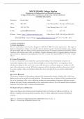 MATH 1110-002: College Algebra Department of Mathematical and Statistical Sciences College of Liberal Arts and Sciences, University of Colorado Denver COURSE SYLLABUS