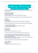 ARRT Radiology: Radiographic Procedures 250 Questions with Complete Solutions 2023