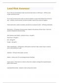 Lead Risk Assessor &vert; Questions and Answers with complete solution