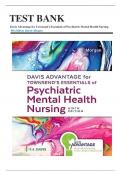 Test Bank For Davis Advantage for Townsend’s Essentials of Psychiatric Mental Health Nursing 9th Edition Karyn Morgan Chapters 1-32 | Complete Guide