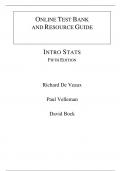 Intro Stats, 5e Richard De Veaux, Paul Velleman, David Bock (Solution Manual with Test Bank)	