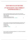 EXIT HESI ACTUAL EXAM REVIEW 2023/2024 177 QUESTIONS AND CORRECT ANSWER RATED A++