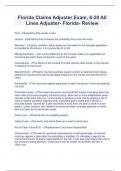 Florida Claims Adjuster Exam&comma; 6-20 All Lines Adjuster- Florida- Review Exam 2023&sol;2024