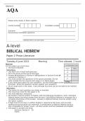 AQA A level BIBLICAL HEBREW Paper 2 JUNE 2023 QUESTION PAPER&colon; Prose Literature