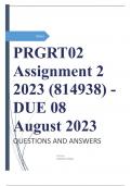 PRGRT02 Assignment 2 2023 &lpar;814938&rpar; - DUE 08 August 2023