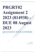 PRGRT02 Assignment 2 2023 &lpar;814938&rpar; - DUE 08 August 2023