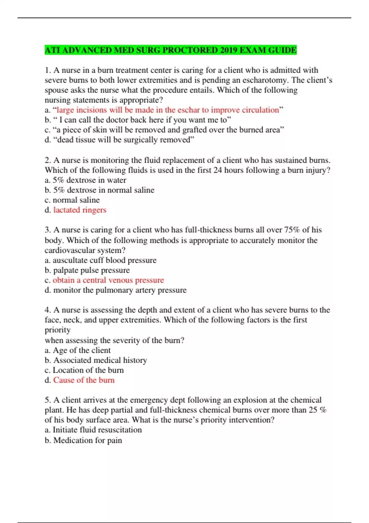 ATI Advanced MED SURG Proctored 2019 EXAM Guide - ATI Advanced MED SURG ...