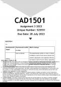 CAD1501 Assignment 3 (ANSWERS) 2023 (525551)- DISTINCTION GUARANTEED