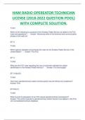 HAM RADIO OPEREATOR TECHNICIAN  LICENSE &lpar;2018-2022 QUESTION POOL&rpar;  WITH COMPLETE SOLUTION&period;