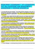 EXAM PREP, LEADERSHIP 1, ATI LEADERSHIP, VATI RN LEADERSHIP AND MANAG MENT , LEADERSHIP 7 VERSION GRADED A+