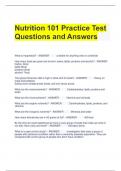 Nutrition 101 Practice Test Questions and Answers 