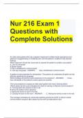 Nur 216 Exam 1 Questions with Complete Solutions 