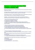 Business Continuity Questions With Complete Solution 2023