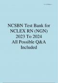 NCSBN Test Bank for NCLEX RN 2023 To 2024 All Possible Q&A Included