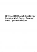 EPIC AMB 400 Sample Test Review Questions With Correct Answers | Latest Update Graded A+