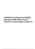 CHMM Exam Practice (CHMM) Questions With 100% Correct Answers | Latest Update Graded A+