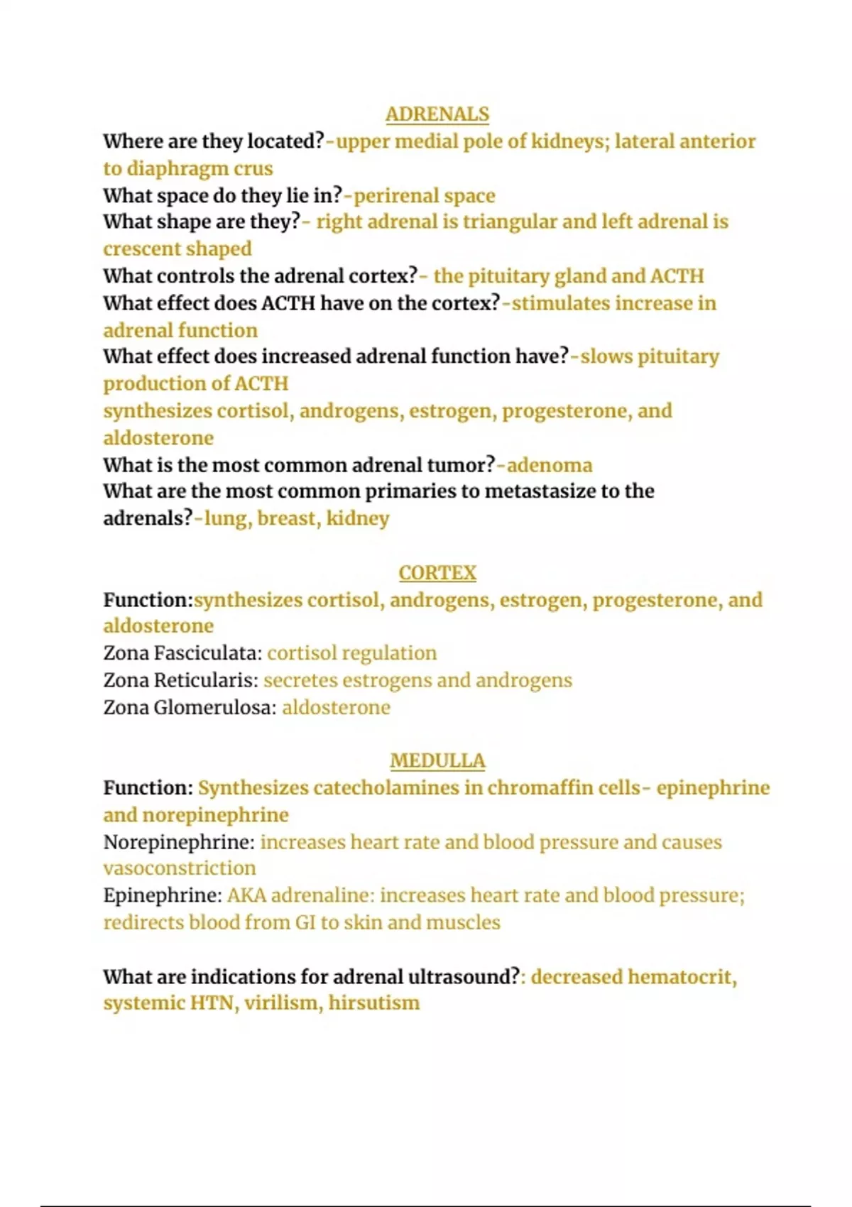 Adrenal Gland Ultrasound Exam Question and Answers Ardms abdomen