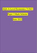 AQA A Level Economics 7136/2 Paper 2 Mark Scheme June 2022| 100% Verified