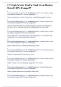 UT High School Health Final Exam Review Rated 100&percnt; Correct&excl;&excl;