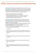 Excel Crash Course Exam from Wall Street Prep 4201 EXAM Questions And Answers&excl;Rated A&plus; Answers