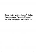 Basic Math Ability Exam A Relias Questions With Answers | Latest Verified 2023/2024 GRADED A+