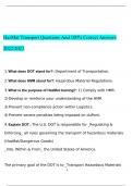 HazMat Transport Test Questions and Answers  2022&sol;2023  Verified Answers