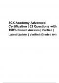 3CX Academy Advanced Certification Exam | 62 Questions With Correct Answers | Latest Update Graded A+
