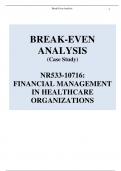 NR533-10716- BREAK-EVEN ANALYSIS CASE STUDY Financial Management In Healthcare Organizations