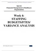 NR 533 Financial Management in Healthcare Organizations Week 4- STAFFING BUDGETS FTES  VARIANCE ANALYSIS Assignment Guidelines with Scoring Rubric