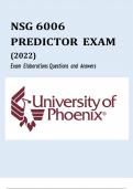 NSG 6006 PREDICTOR EXAM (2022) Exam Elaborations Questions and Answers